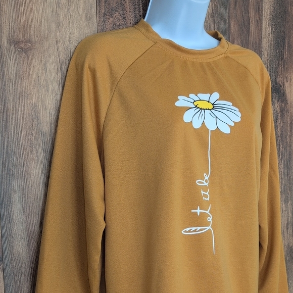 Golden Daisy Women's Crew Neck Sweatshirt Top "Let it Be" L - Picture 2 of 6